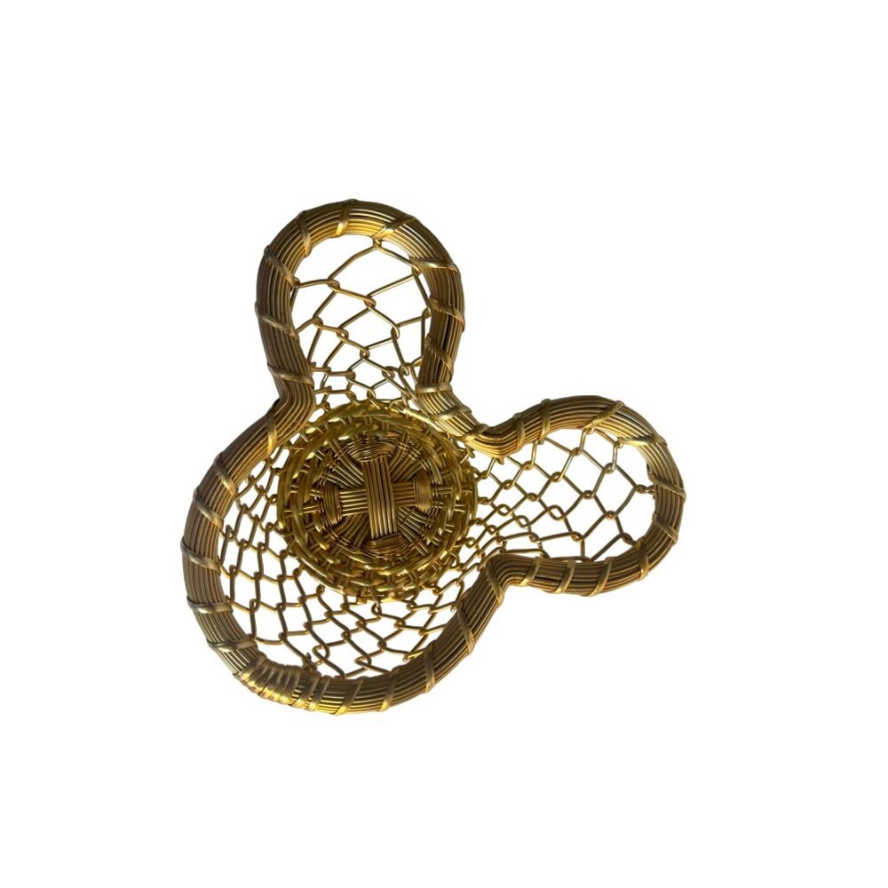 VTG Mickey Mouse Basket Decor Weaved Metal Gold Tone